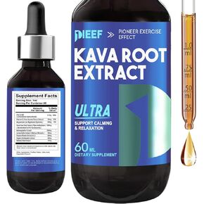 Kava Kava Root Extract Supplement, High Concentration Kava Extract for Relaxation, Support Cognitive & Immune System, Vegan & Non-GMO, 60ML