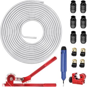 EVIL ENERGY 3/8" OD Aluminum Fuel Line Hard Line Kit 25FT, 1060 Grade Aluminum Tubing Coiled