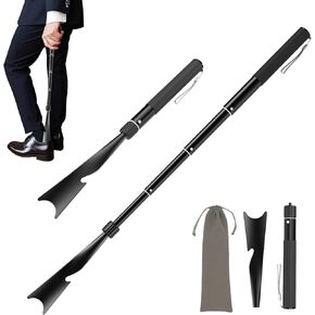 Shoe Horn Long Handle for Seniors, 14.5"-37" Aluminum Long Shoe Horn, Telescopic Shoehorn for Travel and Home Use