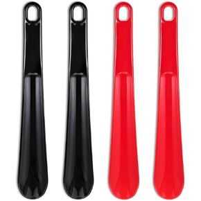 DIVINA VITAE 4Pcs Plastic Shoe Horn, 9.84Inch Shoe Horn Long Handle for Men Women, Portable Travel Shoe Horn Easy Slip-On Tool for Sneakers Boots Dress Shoes