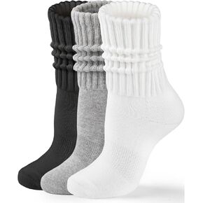 HONGTEYA Crew Socks for Women Cozy Cotton Slouchy Athletic Socks Slouch Boot Calf Workout Socks Size 5-11