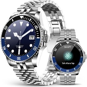 2025 DA GPT Smart Watch for Men with Bluetooth Call, Heart Rate, Blood Pressure, SpO2, Sleep Monitor, 107 Sports Modes, Waterproof Round Watch, 1.19-inch AMOLED Display, Compatible Android and iOS