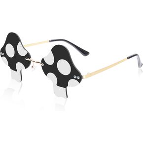 Rimless Mushroom Shape Sunglasses for Women Men Party Halloween Christmas Cosplay Glasses Prom Accessories