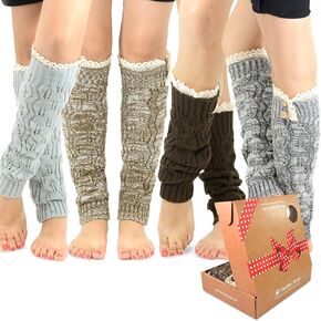 TeeHee Knee Leg Warmers, Extra Long Thigh High Leg Warmers, Boot Cuffs for Women Multipairs Gift for Her