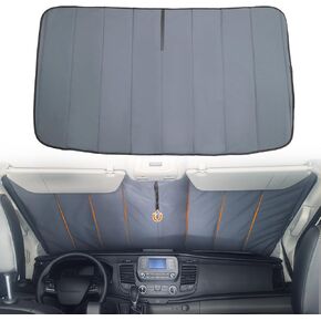 MELIPRON Van Windshield Sunshade Fits for 2014-2025 Ford Transit 150, 250, 350, Campervan Front Window Cover with UV Protection & Heat Block with 6 Fiberglass Rods