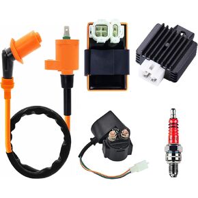 GY6 Coil COIL CDI Box A7TC Spark Plug Plug Starter & Voltage منظم لـ GY6 50CC 125CC 150CC MOPED SCOOTER ATV GO-KART 150CC PRISISION