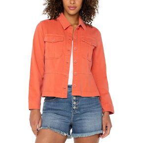 ليفربول لوس أنجلوس للسيدات peplum hem hem stack jacket لينة اللمس Twill papaya x-large