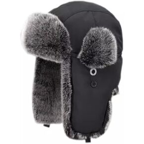 Hat Men and Women Winter Skiing Cap Warm Faux Fur Hunting Trapper Hat in Kuwait