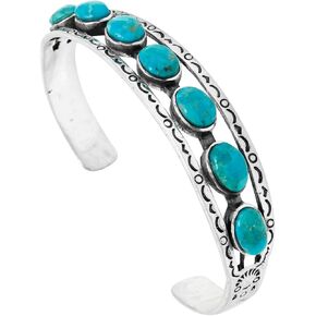 Turquoise Bracelet Sterling Silver 925 Genuine Gemstones Cuff Bracelet