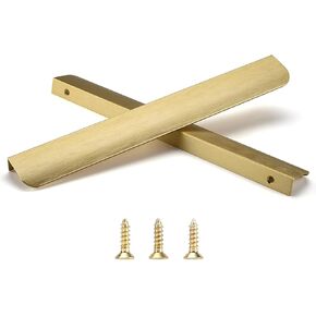 Satanga Brushed Brass Edge Finger Tab Pull for Cabinets Kitchen Concealed Aluminum Bathroom Closet Handles Bar Drawer pulls 10Pack 11.81inch 300mm Overall Length Easy to Install
