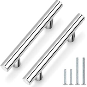 Probrico 50 Pack | 3 بوصة درج يسحب الفولاذ المقاوم للصدأ ، سحب خزانة الكروم المصقول الحديثة ، جولة T بار مقابض درج Dresser Drawer ، مقبض خزانة المطبخ الأجهزة