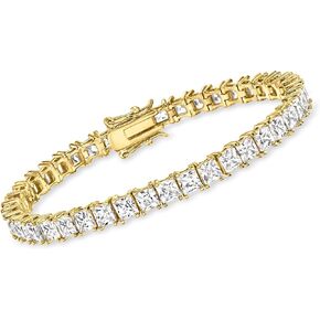 Ross-Simons 16.00 ct. t.w. Princess-Cut CZ Tennis Bracelet in 18kt Gold Over Sterling