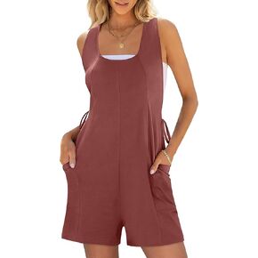 ANRABESS Rompers for Women 2025 Summer Casual Loose Sleeveless Back Adjustable Jumpsuit Short Overalls Beach Vacation Clothes