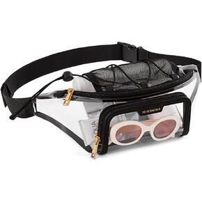 Missnine Clear Fanny Pack for Stadium Events Clear Purse Crossbody Bags for Women with Adjustable Strap Belt Bag for Concert, Sports, Travel