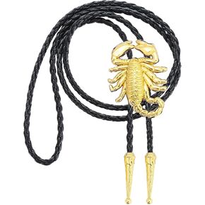 Huabola Calyn American 3D Scorpion Animal Bolo Racies for Men ، Western Cowboy Tie Leather Necktie Netclace for Women
