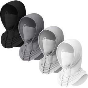Funtery 4 Pack Summer Cooling Balaclava Mask UV Protection Hood Breathable Face Cover Full Head Scarf for Men Women Cycling Fishing Outdoor Sports