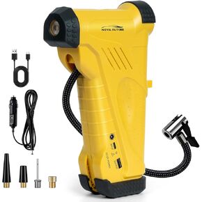 Tire Inflator Portable Air Compressor, 150 PSI Air Pump for Car Tires, Rechargeable Battery Powered Air Compressor 12V DC Adapter, Electric Tire Pump with Digital Pressure Gauge