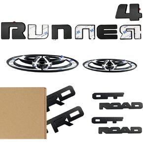 Blackout Emblem Overlays Compatible with 4Runner 2010-2019 2020 2021 2022 2023 2024 ABS 4 Runner Plastic Badge Overlay 241206 with Strong Adhesive Matte Black 15Pcs