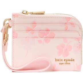 kate spade new york Devin Spring Pansies Embossed Saffiano Leather Coin Card case Wristlet, Blush Cloud Multi