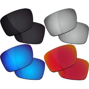 Polarized Lenses Replacement for Oakley Holbrook OO9102/Holbrook AF OO9244 Sunglasses - Jet Black + Lava Red + Ice Blue + GT Silver