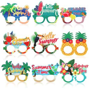9 PCS Beach Pool Party eyeglasses bulk funny sunglasses adult luau fiesta hawaiian themed tropical party decorations luau tiki photo booth props Summer beachparty favors adults