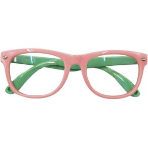Geek Fake Nerd Eyeglasses - Nerd Retro Glasses for Costume (Pink/Green)