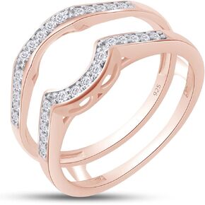 Savearth Diamonds 1/4 CT T.W Round Cut Lab التي تم إنشاؤها Moissanite Diamond Band Band Band Ring للنساء في 14K الذهب على الفضة الاسترليني (VVS1 Clarity 0.25 CTTW)