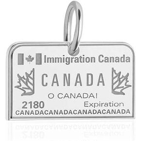 Sterling Silver Canada Passport Stamp Travel Charm