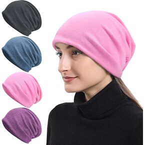 Senker Fashion Cotton Slouchy Beanie Hats, Chemo Headwear for Women Men Soft Lightweight Chemo Skull Cap Elastic Sleeping Cap