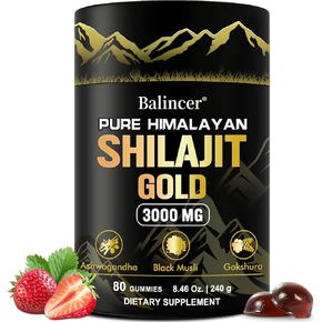 Pure Himalayan Shilajit Gummies Gold, Lab Tested, with Ashwagandha, Gokshura | Fulvic Acid & 85+ Trace Minerals, for Energy Boost & Immune Support