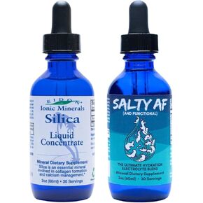 Eidon Liquid Silica Mineral Concentrate and Salty AF Electrolyte Drink Mix - Silica Supplement for Hair, Skin and Nails, Unsweetened Liquid Electrolyte Drops for Water, No Added Sugar, Non GMO