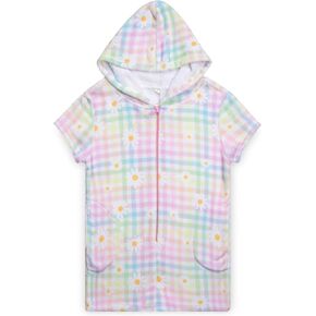 iscream Big Girls Silky Soft Print Plush Romper Onesie - Pastel Dreams Collection