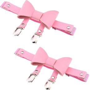 FM FM42 Plus Size 20.67"-30.42" Multicolor PU Simulated Leather Silvert-tone Bow Knot Anti-Slip Clips Adjustable Garter