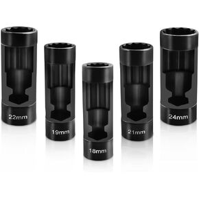 maXpeedingrods 5 PCS Strut Nut Socket 18mm 19mm 21mm 22mm 24mm with 12 Point 1/2" Drive, Suspension Strut Nut Socket Tool for Hex Wrench