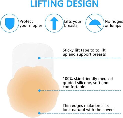 Breast Pasties Lift - Invisible Silicone Breast Lifting Adhesive Bra Reusable Nipple Covers for Women in Saudi Arabia