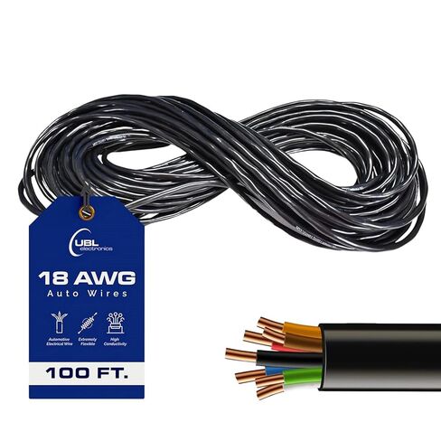UBL 18 Gauge 7 Conductor Electrical Wire – Flexible, Weather-Resistant Low Voltage LED Stranded 18/7 Cable – Automotive Wire for Powering High Amperage Sirens or Light Bar (50 Feet) in Kuwait