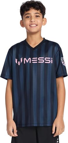 Boys' Lifestyle Short Sleeve Top, Loose-fit V-Neck Shirt with Logo, Comfortable in Saudi Arabia