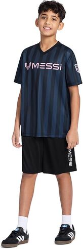 Boys' Lifestyle Short Sleeve Top, Loose-fit V-Neck Shirt with Logo, Comfortable in Saudi Arabia