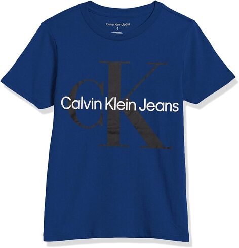 Calvin Klein Boys' Short Sleeve Logo Crew Neck T-Shirt, Soft, Comfortable, Relaxed Fit in Saudi Arabia