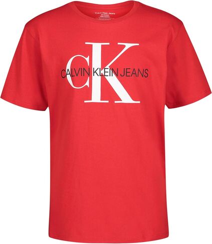 Calvin Klein Boys' Short Sleeve Logo Crew Neck T-Shirt, Soft, Comfortable, Relaxed Fit in Saudi Arabia