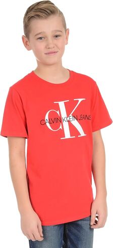 Calvin Klein Boys' Short Sleeve Logo Crew Neck T-Shirt, Soft, Comfortable, Relaxed Fit in Saudi Arabia