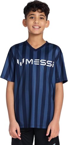 Boys' Lifestyle Short Sleeve Top, Loose-fit V-Neck Shirt with Logo, Comfortable in Saudi Arabia