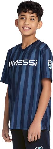 Boys' Lifestyle Short Sleeve Top, Loose-fit V-Neck Shirt with Logo, Comfortable in Saudi Arabia