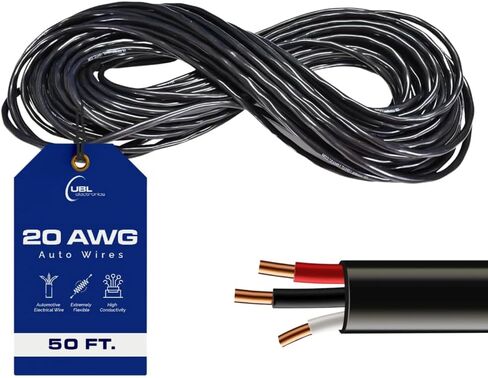 UBL 20/3 Automotive Electrical Wire - 20 AWG Stranded Cable - Flexible Low Voltage LED Cable - Best Choice for Powering High Amperage Sirens or Light Bar (10 Feet) in Saudi Arabia