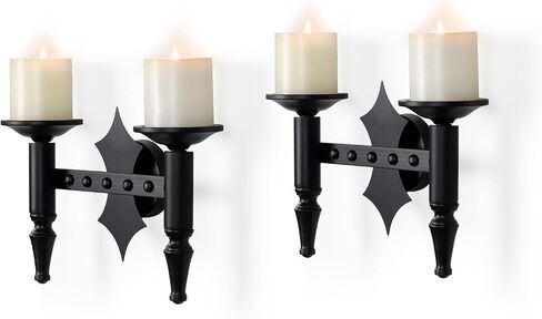 AIM & GGKK Wall Candle Sconce Holder Set of 2,Metal Wall Mounted Candle Holder for Living Room, Dining Room,Rustic Farmhouse Gothic Decorations in Saudi Arabia