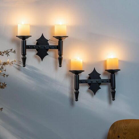 AIM & GGKK Wall Candle Sconce Holder Set of 2,Metal Wall Mounted Candle Holder for Living Room, Dining Room,Rustic Farmhouse Gothic Decorations in Saudi Arabia