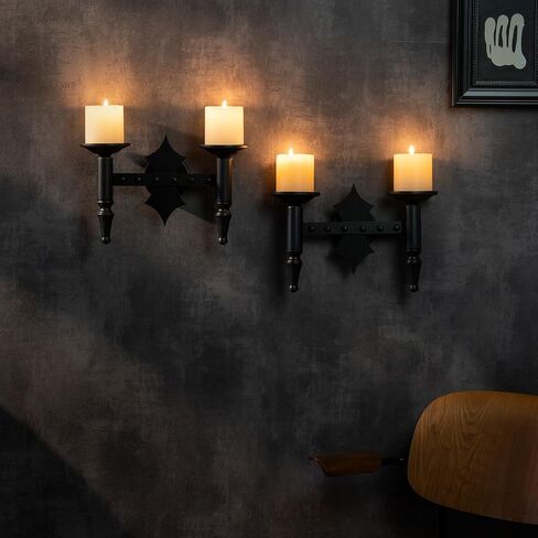 AIM & GGKK Wall Candle Sconce Holder Set of 2,Metal Wall Mounted Candle Holder for Living Room, Dining Room,Rustic Farmhouse Gothic Decorations in Saudi Arabia