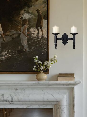 AIM & GGKK Wall Candle Sconce Holder Set of 2,Metal Wall Mounted Candle Holder for Living Room, Dining Room,Rustic Farmhouse Gothic Decorations in Saudi Arabia