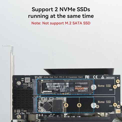 ELUTENG Dual M.2 PCIE Adapter NVME/NGFF to PCIE X4 Expansion Card 32Gbps PCIE NVME SSD Adapter Compatible with B-Key/M-Key/B&M Key for 2230 2242 2260 2280 22110 SSD in Kuwait