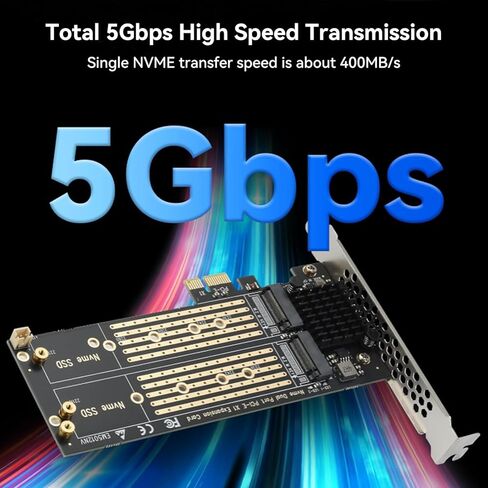 ELUTENG Dual M.2 PCIE Adapter NVME/NGFF to PCIE X4 Expansion Card 32Gbps PCIE NVME SSD Adapter Compatible with B-Key/M-Key/B&M Key for 2230 2242 2260 2280 22110 SSD in Kuwait